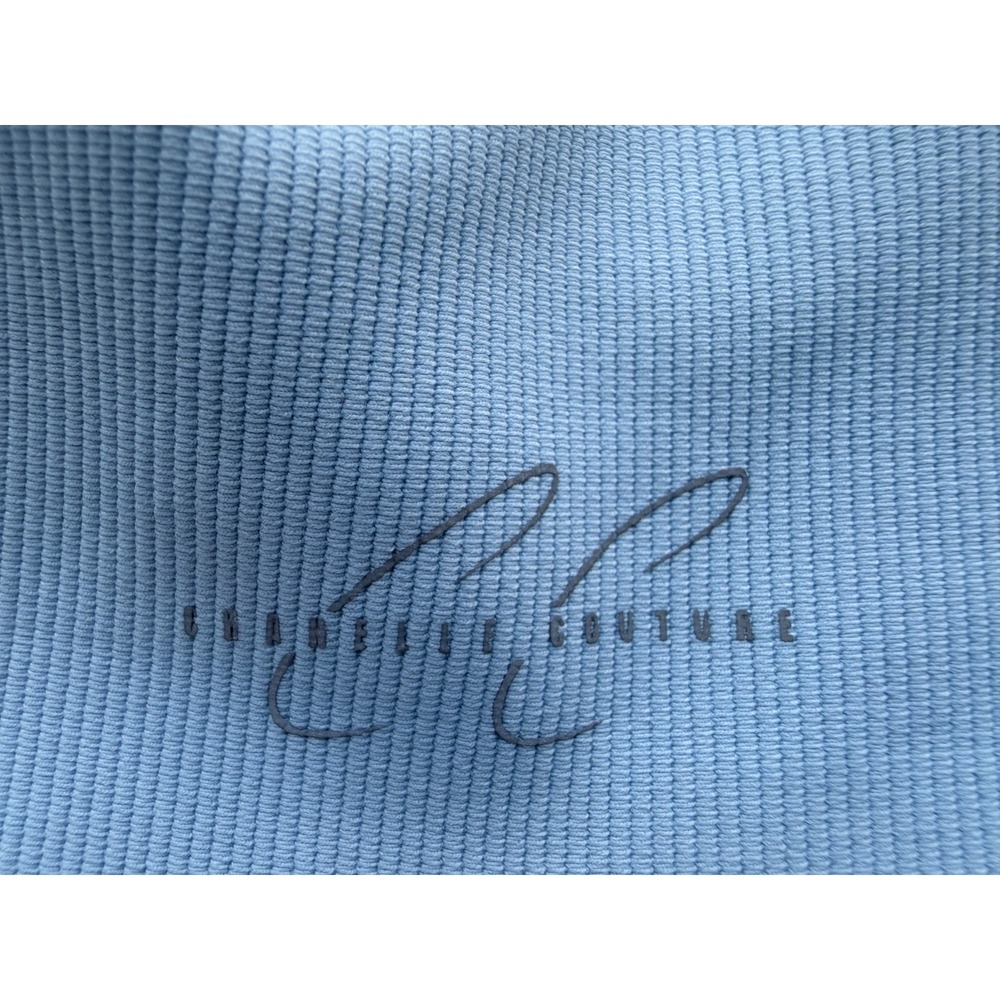 Chanelle Couture NWT Light Blue Ribbed Crossover Waist Scrunch Butt Leggings M - Picture 6 of 6